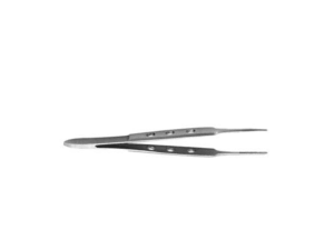 Two stainless steel needle-nose tweezers laid parallel on a white background.