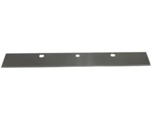 Long flat metal bar with three evenly spaced oval holes for mounting or screws.