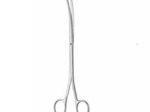 Long surgical forceps with ring handles, extended tips for grasping tissue during procedures